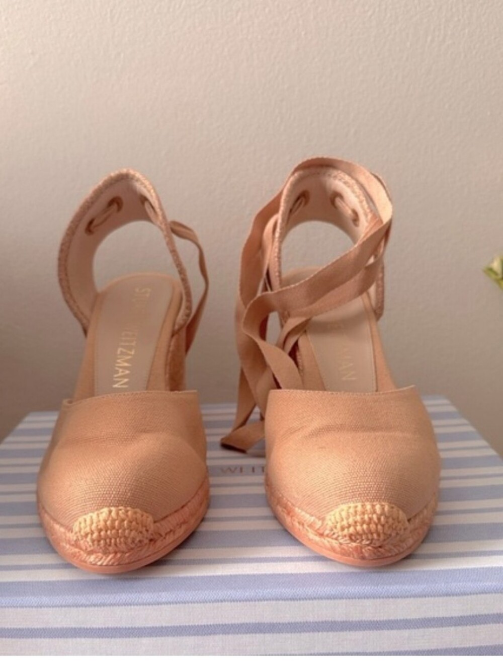 Stuart Weitzman Tan Espadrille Wedges Excellent  Condition 7.5 M